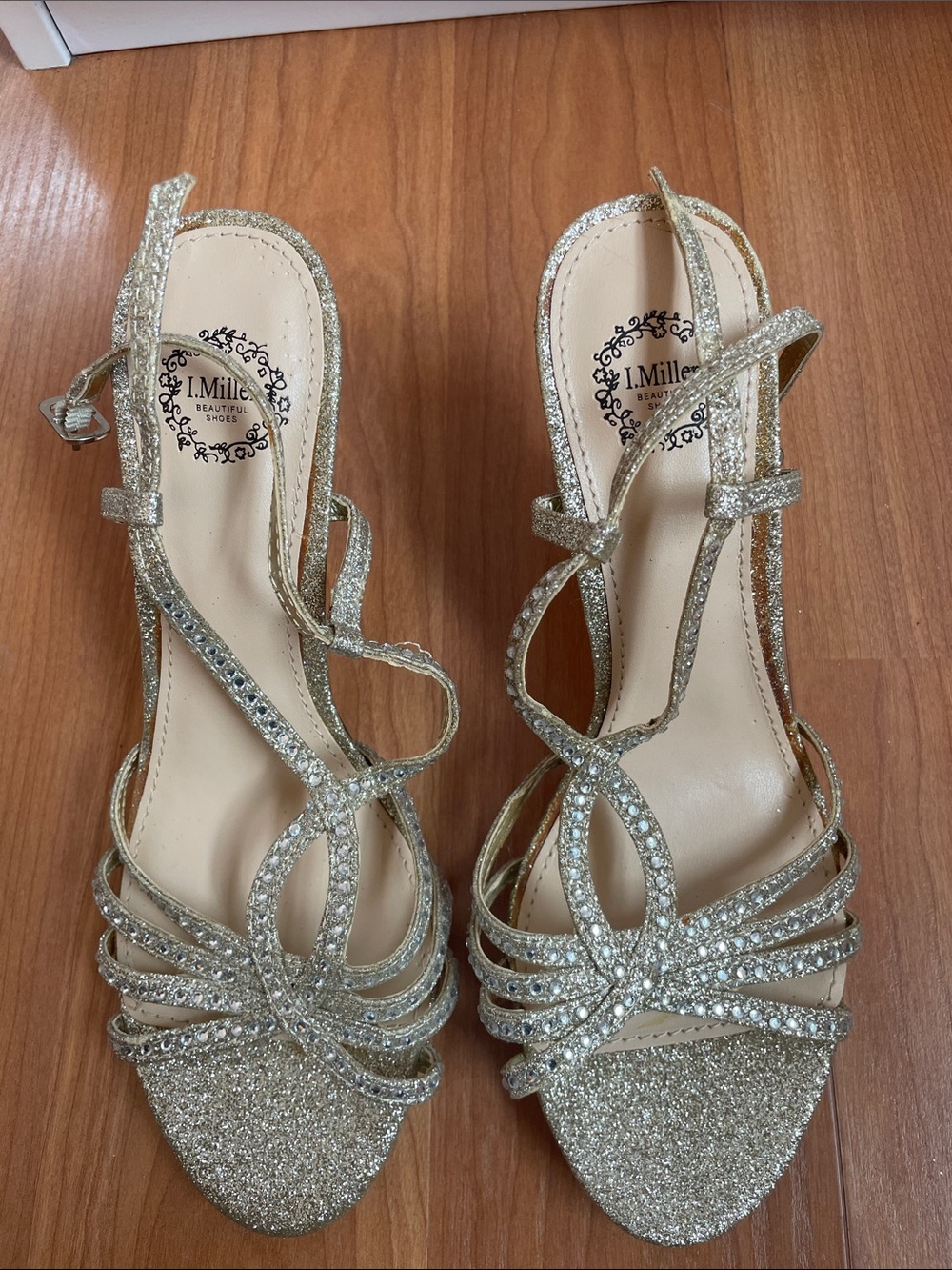I. Miller Women's Glitter Gold Strappy Heels